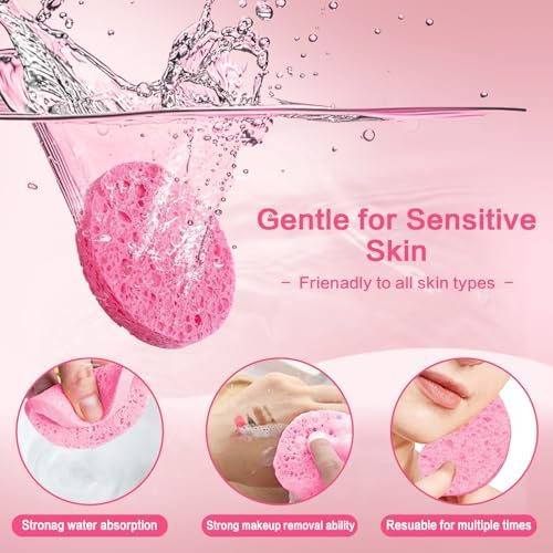 60-Count Compressed Facial Sponges Natural Cellulose - Image 2