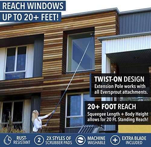 EVERSPROUT Swivel Squeegee & Microfiber Window Scrubber, 5 to 12ft Pole - Image 3