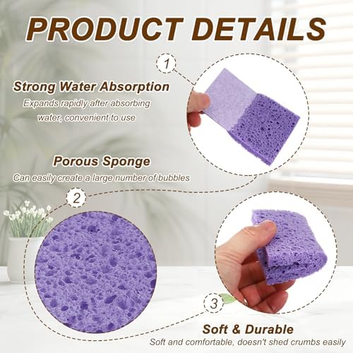 uxcell 6Pcs Cellulose Sponges, Square Kitchen Clean Sponges Non-Scratch - Image 3