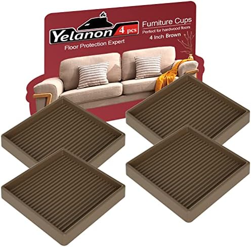 Non Slip Furniture Pads for Hardwood Floors -Yelanon 4Pcs 4” Coasters Cups by Yelanon
