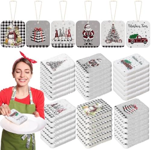 Hahafelt 36 Counts Buffalo Plaid Christmas Compressed Cellulose Spong Bulk by Hahafelt
