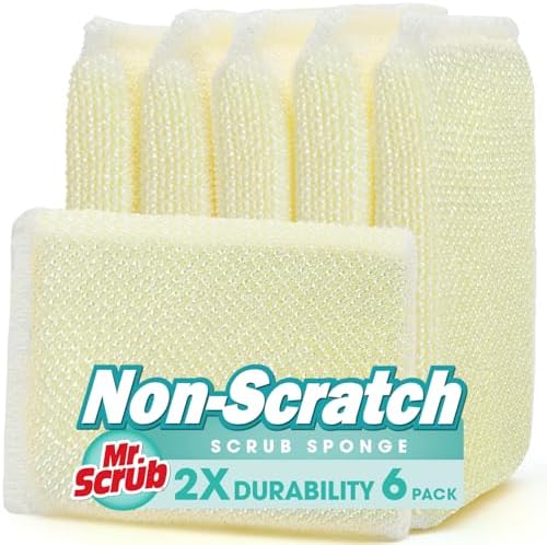 Sponges Kitchen Scrub Dish Sponge Scouring Pad, 6 Pads Cleaning Brush by MrScrubCleaninghelpers