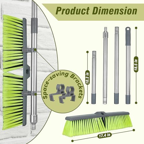 Upgraded 18" Push Broom with Adjustable Long Handle, Total Length is 55" - Image 2