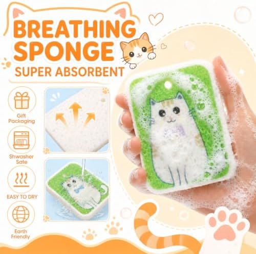 Maxdot 50 Counts Compressed Cellulose Sponges Bulk Cat Style Natural Kitchen - Image 3