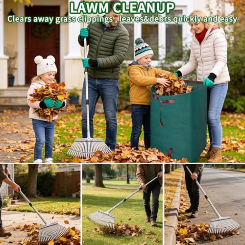 72 Gallon Leaf Rake Set with Dustpan-Type Bag - Image 7