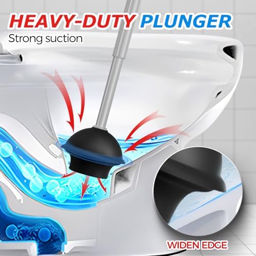 FORASTO 2 in 1 Toilet Plunger and Brush Set, Extended Handle Plunger, Toilet - Image 3