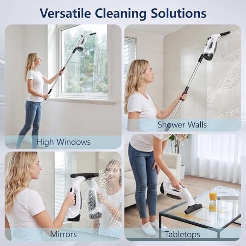 Window Vacuum Squeegee with Extendable Pole 31-40", Electric Cleaner Tool - Image 3