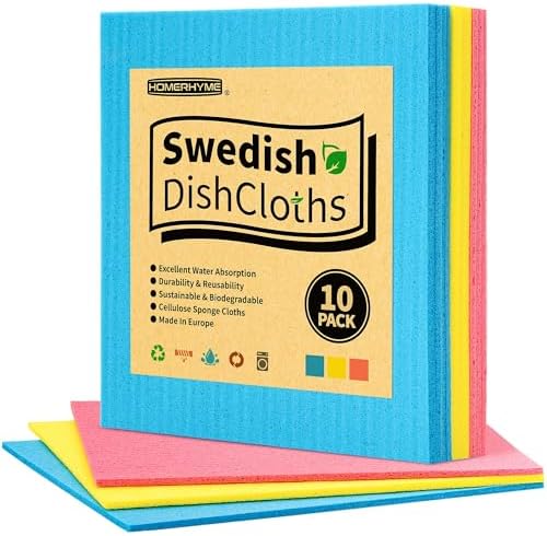 Swedish Dishcloths for Kitchen 10 Pack, Absorbent Dish Towels for Kitchen by HOMERHYME