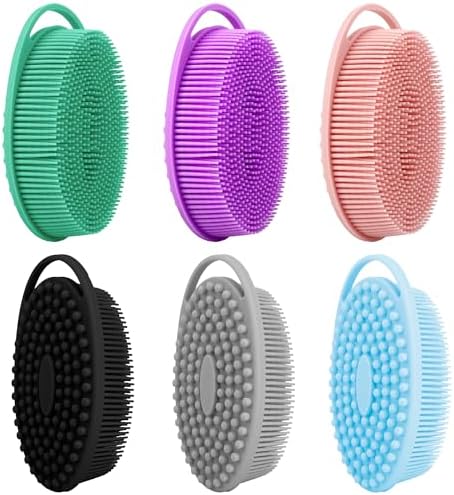 Soft Silicone Body Scrubber 6 PCS Silicone Body Shower, Silicone Loofah 2 in 1 by Bsofing