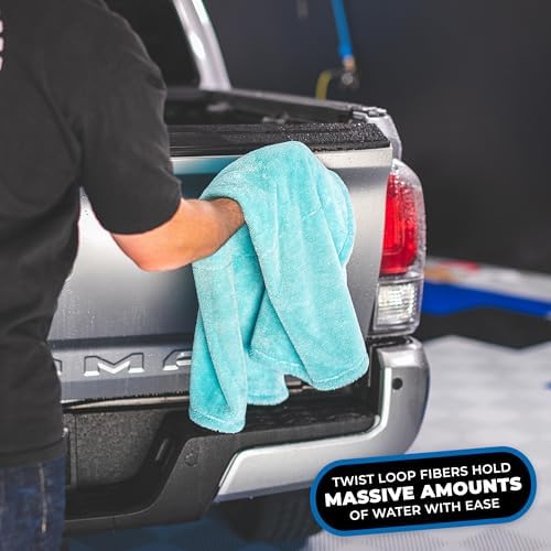 The Rag Company Liquid8r Car Drying Towel, Aqua Blue, 25x36 in - Image 6
