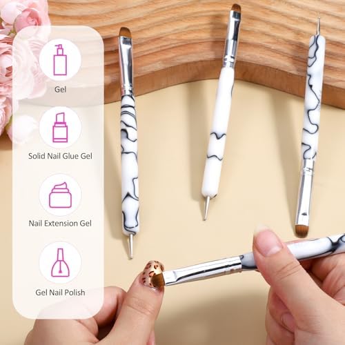 4pcs French Gel Nail Art Brush Acrylic Two Way Nail Art Brush - Image 3