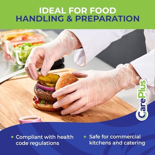 CARE PLUS Clear Vinyl Gloves Small, Latex Free Multipurpose - Image 5