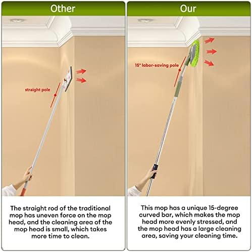 66'' Wall Mop with Long Handle, Ceiling Dust Mop with 15° Labor-Saving Elbow - Image 4