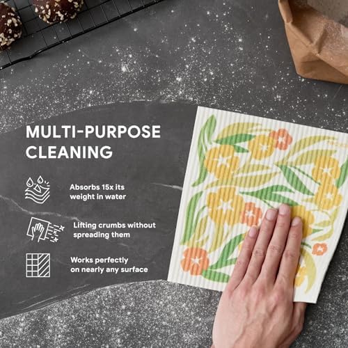 RECYCO Swedish Dishcloths for Kitchen | 5 Pack Matisse Floral Washable Dish - Image 4