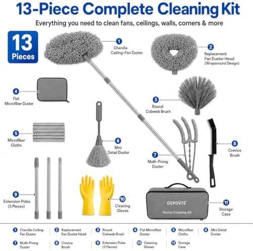 Ceiling Fan Cleaner Duster Kit 72 Inch Ceiling Fan Duster Extension Pole - Image 2