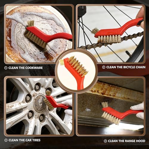 12 pcs Wire Brushes Set, Nylon/Brass/Stainless Steel Bristles - Image 6