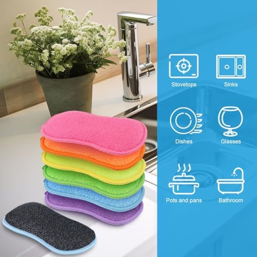 HOMEXCEL Dish Sponge 6 Pack, Microfiber Kitchen Sponges - Image 6