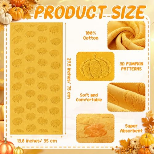 Mindsoft 2 Pcs Fall Hand Towels 3D Pumpkin Jacquard - Image 2