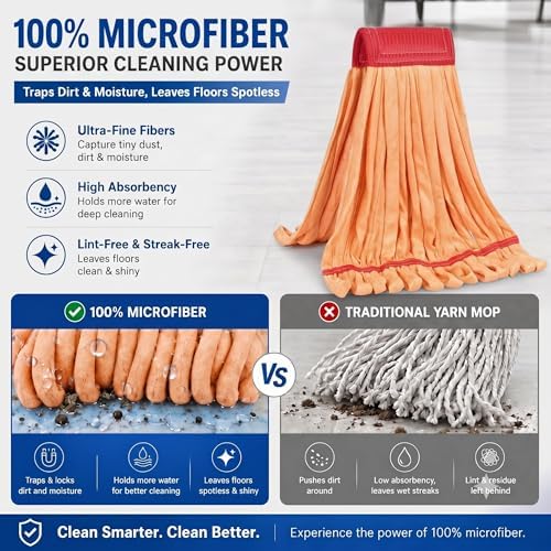 Microfiber Mop Head Replacement, Heavy Duty Commercial Tube Wet Mop Head Refill - Image 2