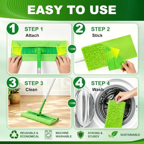 Microfiber Mop Pads for Swiffer Sweeper, Microfiber Pads Refills, 1 Reusable - Image 6