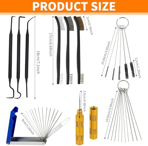 Carburetor Cleaning Kit-Includes 3 Double Head Brush 23 Needles 5 Nylon Brushes - Image 2