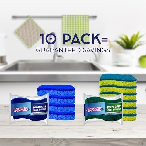 DEXTELLO Scrub Pack – 10 Kitchen Sponges Set – Long-Lasting, Dual-Sided - Image 4