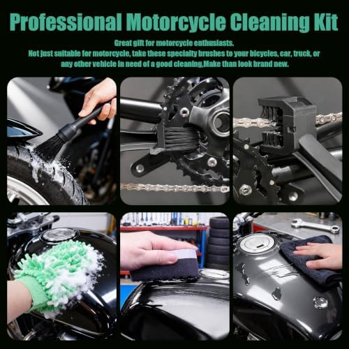 13PCS Motorcycle Cleaning Kit, Motorcycle Detailing Kit Overall Cleaner Tools - Image 2