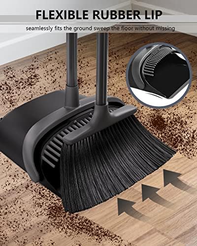 Broom with Dustpan Combo Set, Upgrade 52'' Long Handle Broom and Dustpan Set - Image 4