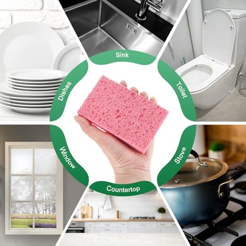 M METERXITY 12-Pack Kitchen Sponges, Condense Eco Cellulose Non-Scratch Scrub - Image 6