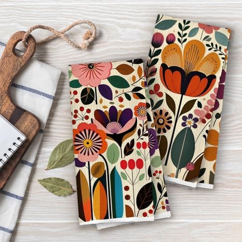Boho Floral Kitchen Towels Set - Image 2