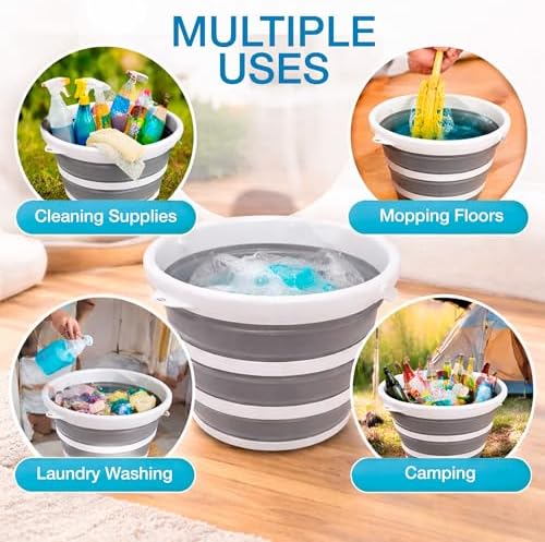 Collapsible Bucket with Handle 2.6 Gallons 10L Foldable Bucket - Image 7