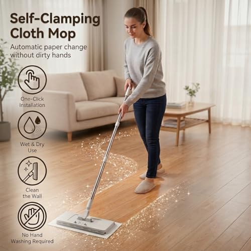 2-in-1 Hands Free Flat Mop, Dust Mop - Image 2