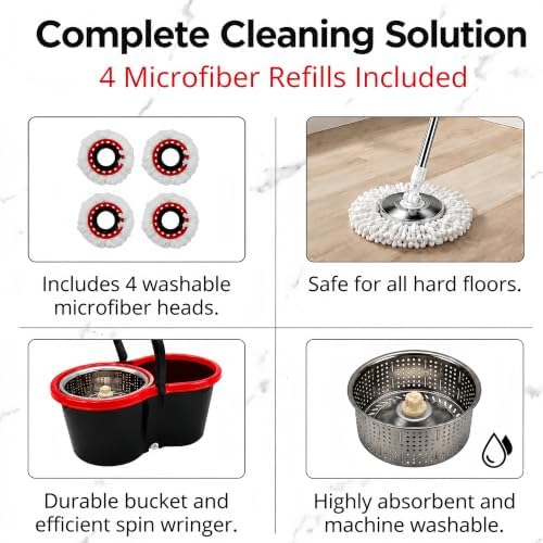 Spin Mop and Bucket Set, 360 Rotating Self-Wringing Floor Cleaner - Image 3
