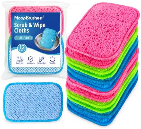 12 Pack Scrub & Wipe Cloths, Non-Scratch Kitchen Dish Sponges by Unknown