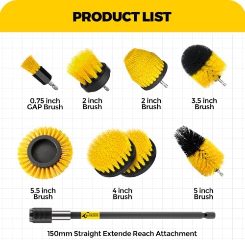 Holikme 9pak Drill Brush, Power Cleaning Scrubber Kit - Image 7