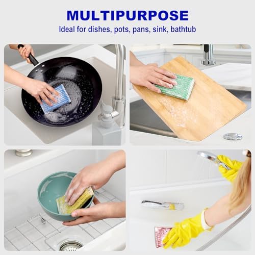 8-Pad Dish Sponges Kitchen, Non Scratch, 4 Colors, - Image 6