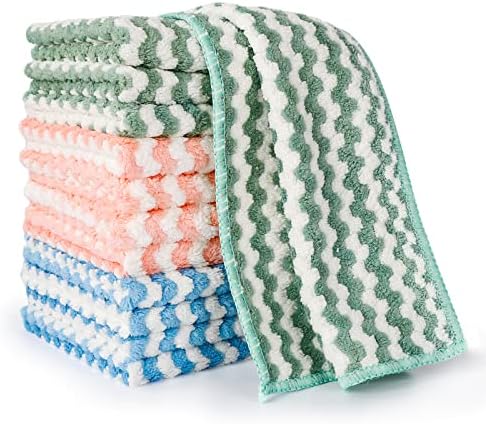 Microfiber Cleaning Cloths, 12 Pack, 10 x 10 in, Kitchen Towels by HAOBAOBEI