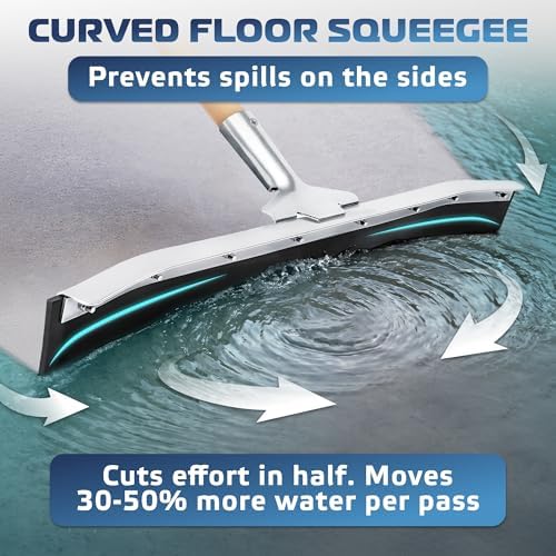 DSV Standard Curved Floor Squeegee 24’’, Rubber Blade Garage Squeegee, Taper - Image 3