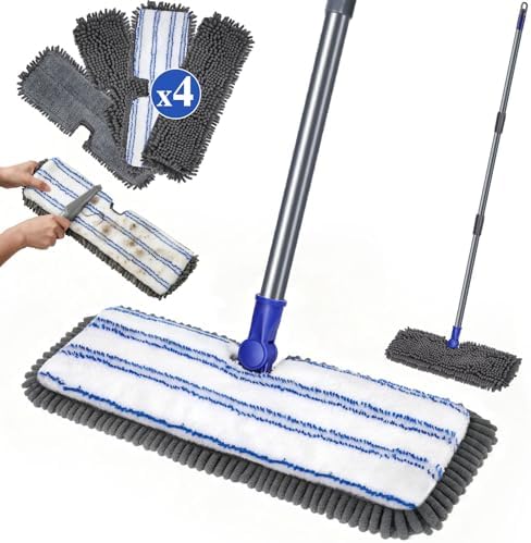 Dust Mop for Hardwood Floors, Double-Sided Flat Mops by MASTERTOP
