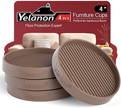 Non Slip Furniture Pads for Hardwood Floors -Yelanon 4Pcs 4” Coasters Cups by Yelanon