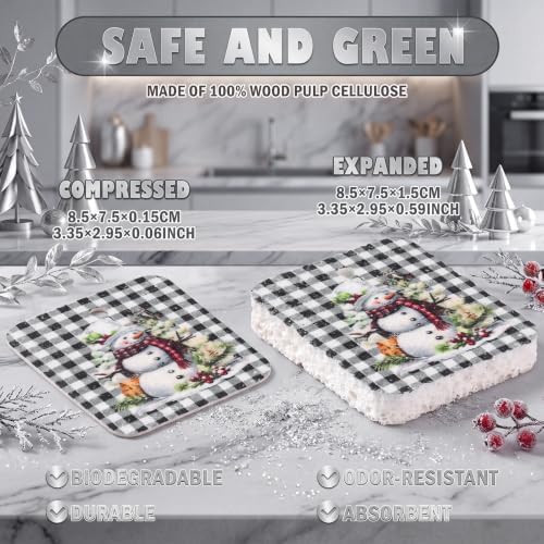 Hahafelt 36 Counts Buffalo Plaid Christmas Compressed Cellulose Spong Bulk - Image 2