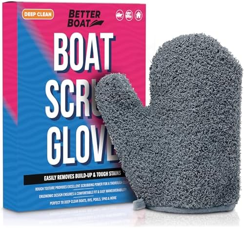 Boat Scrubbing Brush Glove, Heavy-Duty Deck and Hull Scrub Mitt by BetterBoat