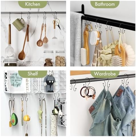 AmazerBath Shower Curtain Hooks Black Shower Curtain Rings - Image 7