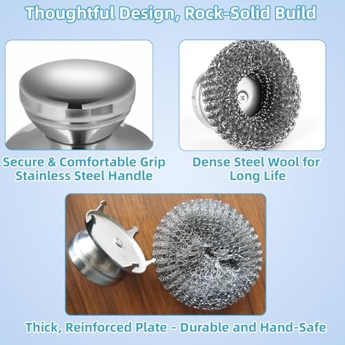 2 Pack Stainless Steel Scrubber Set, Durable & Convenient Stainless Steel - Image 4