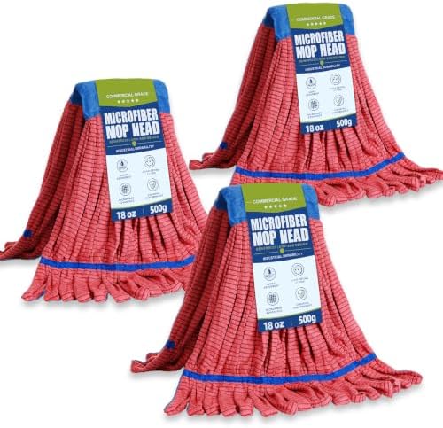 3 Pack Commercial Microfiber Mop Heads, 18 oz Heavy Duty Tube Refill by Unknown