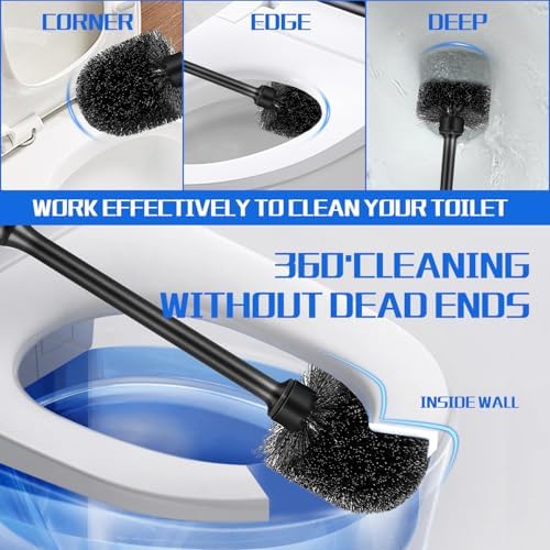 Black Toilet Brush and Holder Set - Image 2