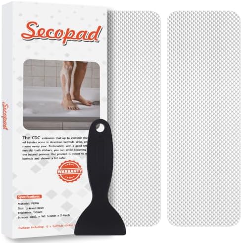 Secopad 12PCS Strip Non Slip Bathtub Stickers by Secopad