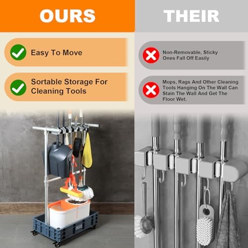 Mobile Mop and Broom Holder，Efficient Storage Solution - Image 5