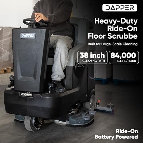 Battery Powered Ride-On Commercial Floor Scrubber Machine, 46 gal Solution Tank - Image 2