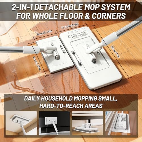 2-in-1 Snap Grip Mini Mop, Hands Free Flat Mop - Image 3